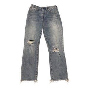 Madewell Ripped Distressed Perfect Vintage Jeans in Blue Size 27 Raw Hem